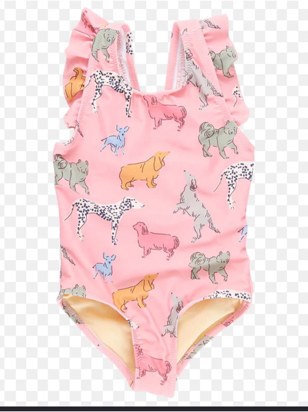 Girls pink chicken Ruffle Shoulder Swimsuit
